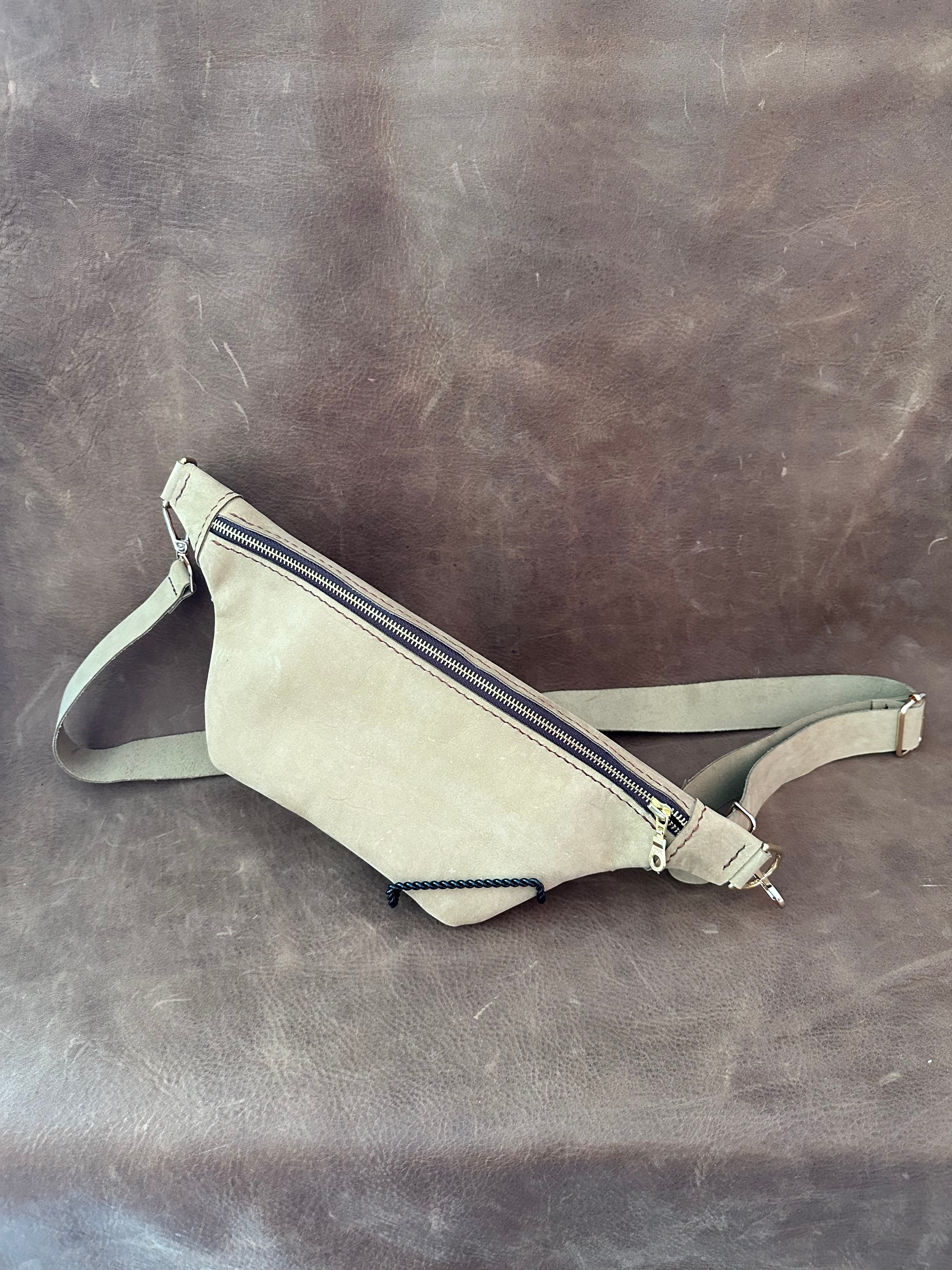 Crossbody Bag - Tan w/ Brown Stitching