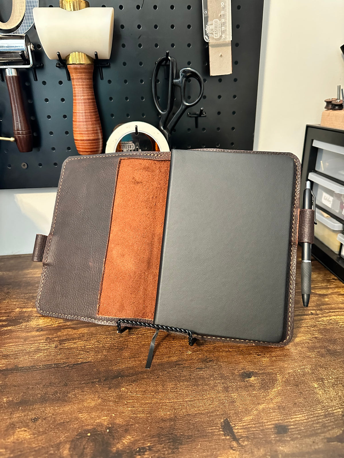 A5 Notebook Cover - Dark Brown Pebble