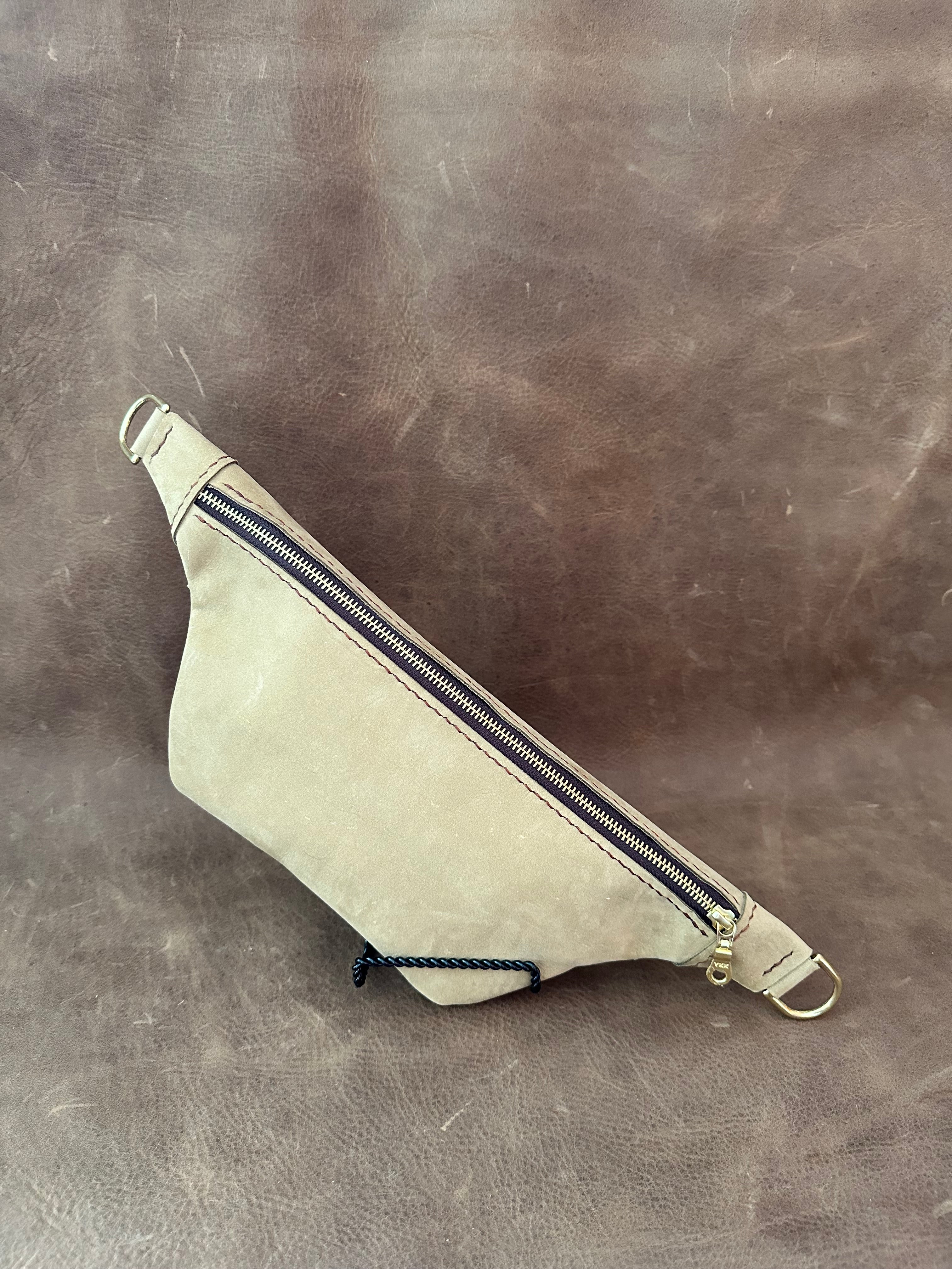 Crossbody Bag - Tan w/ Brown Stitching