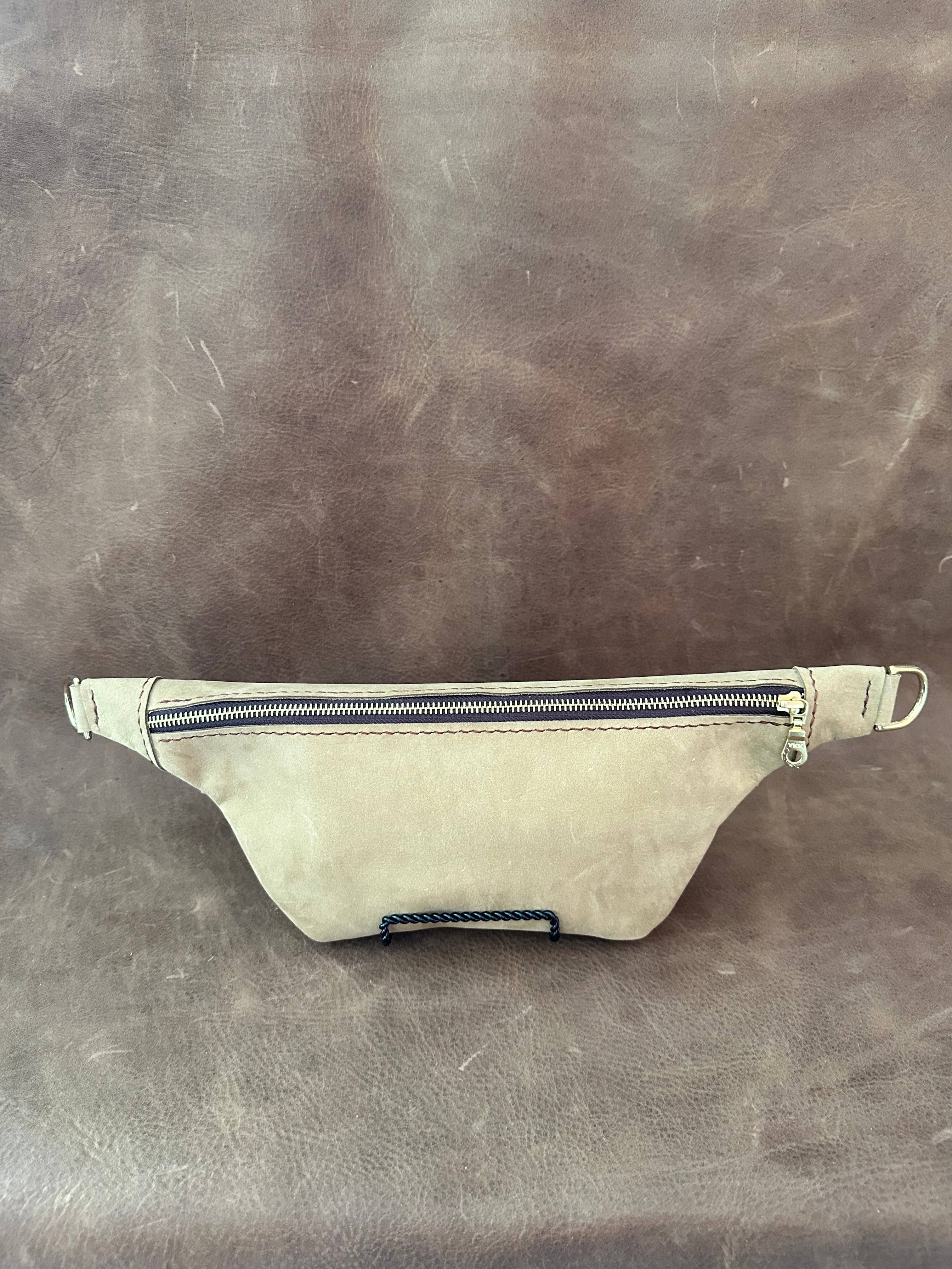 Crossbody Bag - Tan w/ Brown Stitching