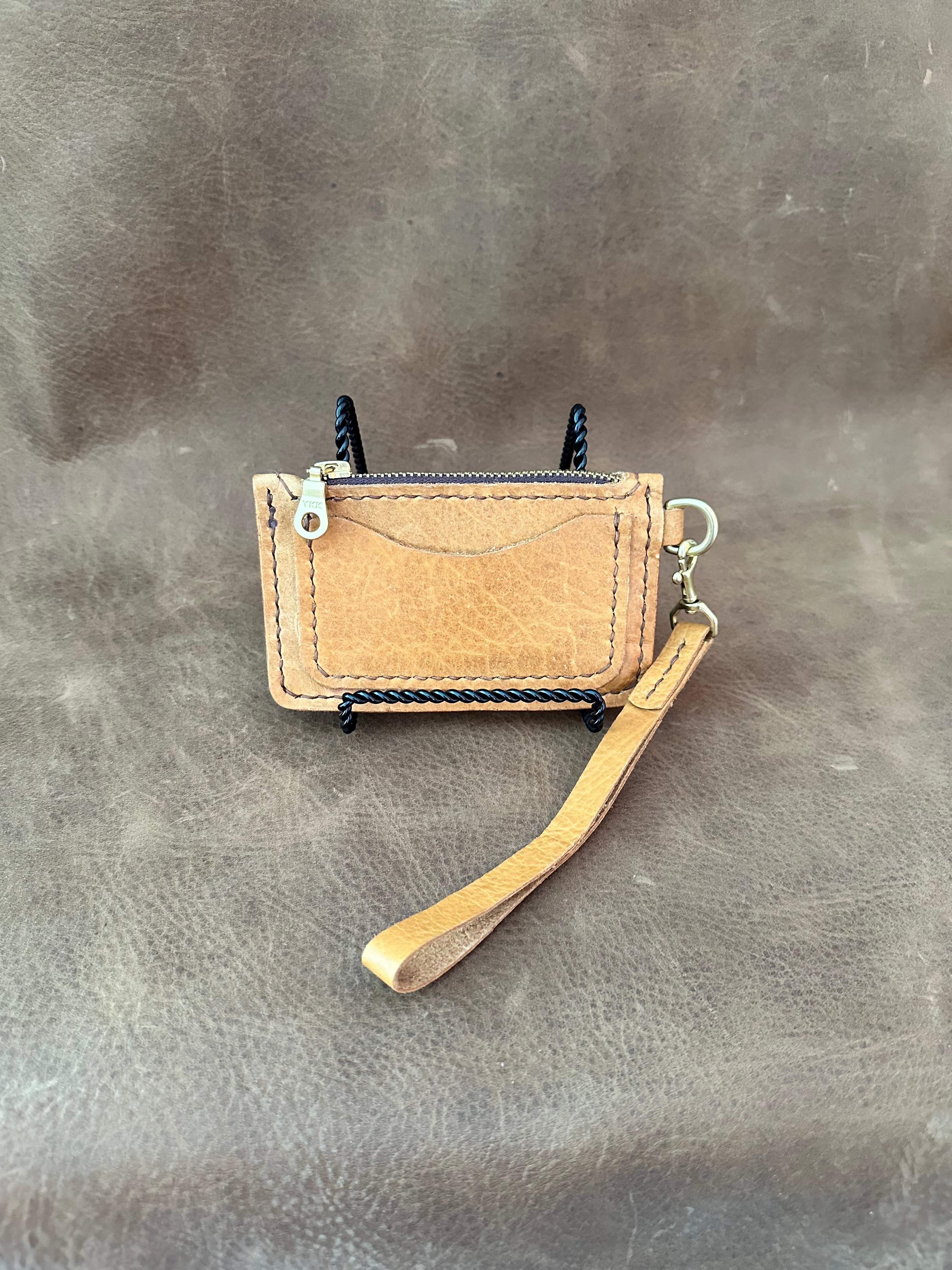 Zipper Keychain Wallet - Tan