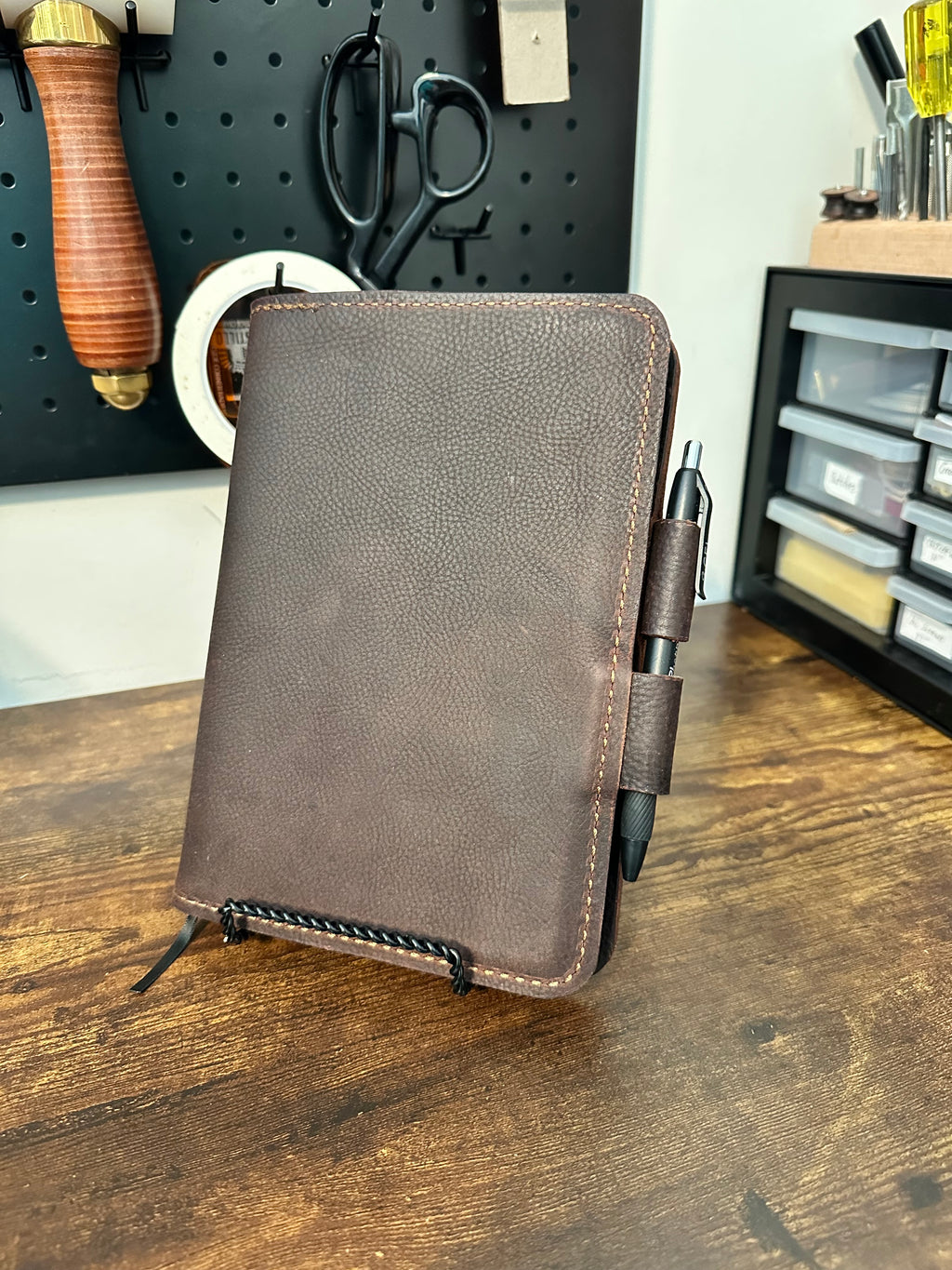 A5 Notebook Cover - Dark Brown Pebble