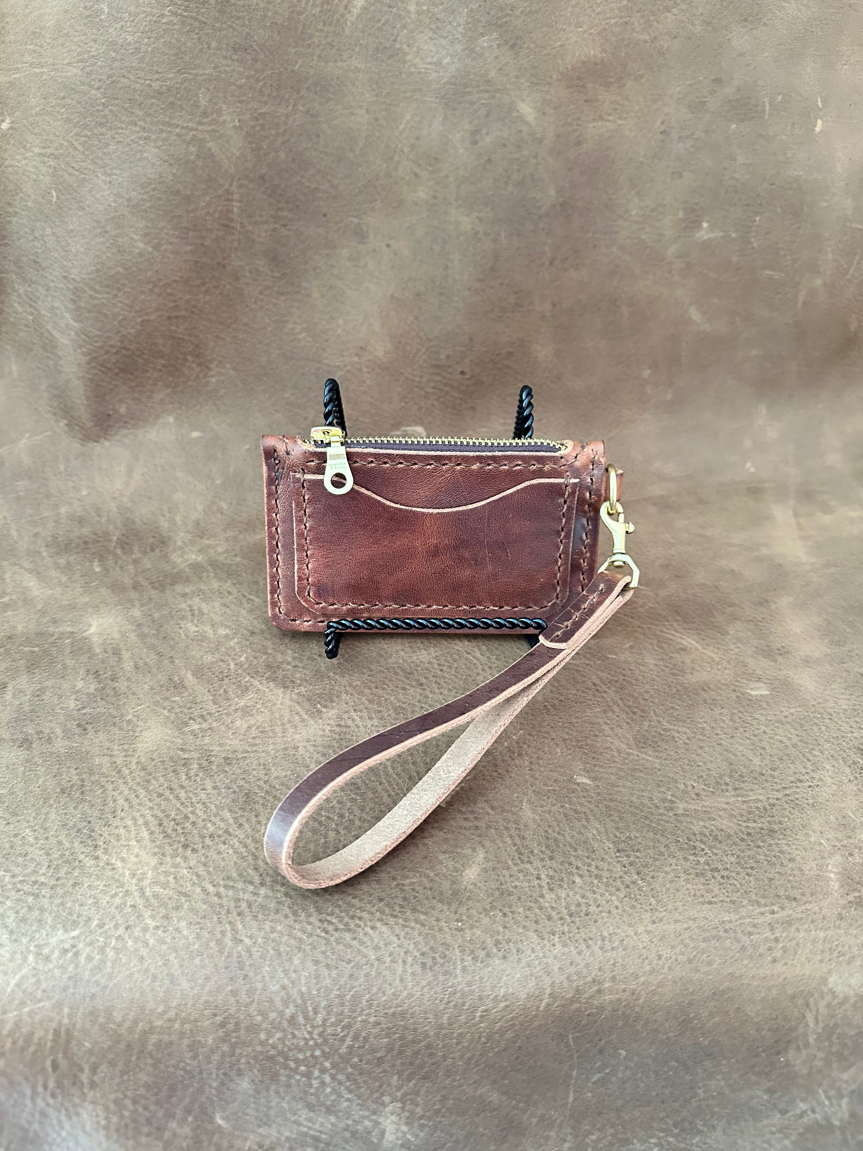 Zipper Keychain Wallet - Brown