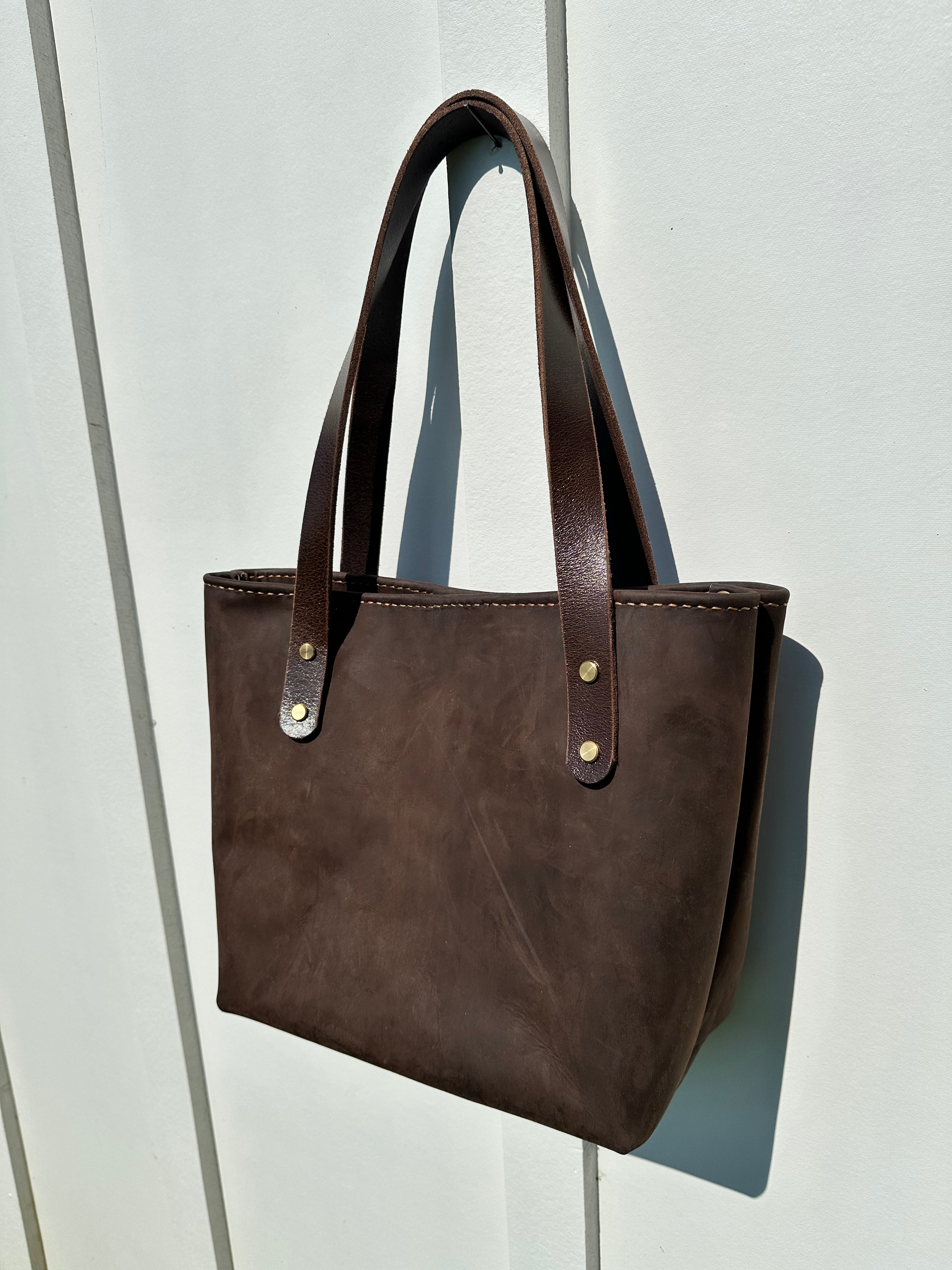 Leather Tote Bag - Dark Brown