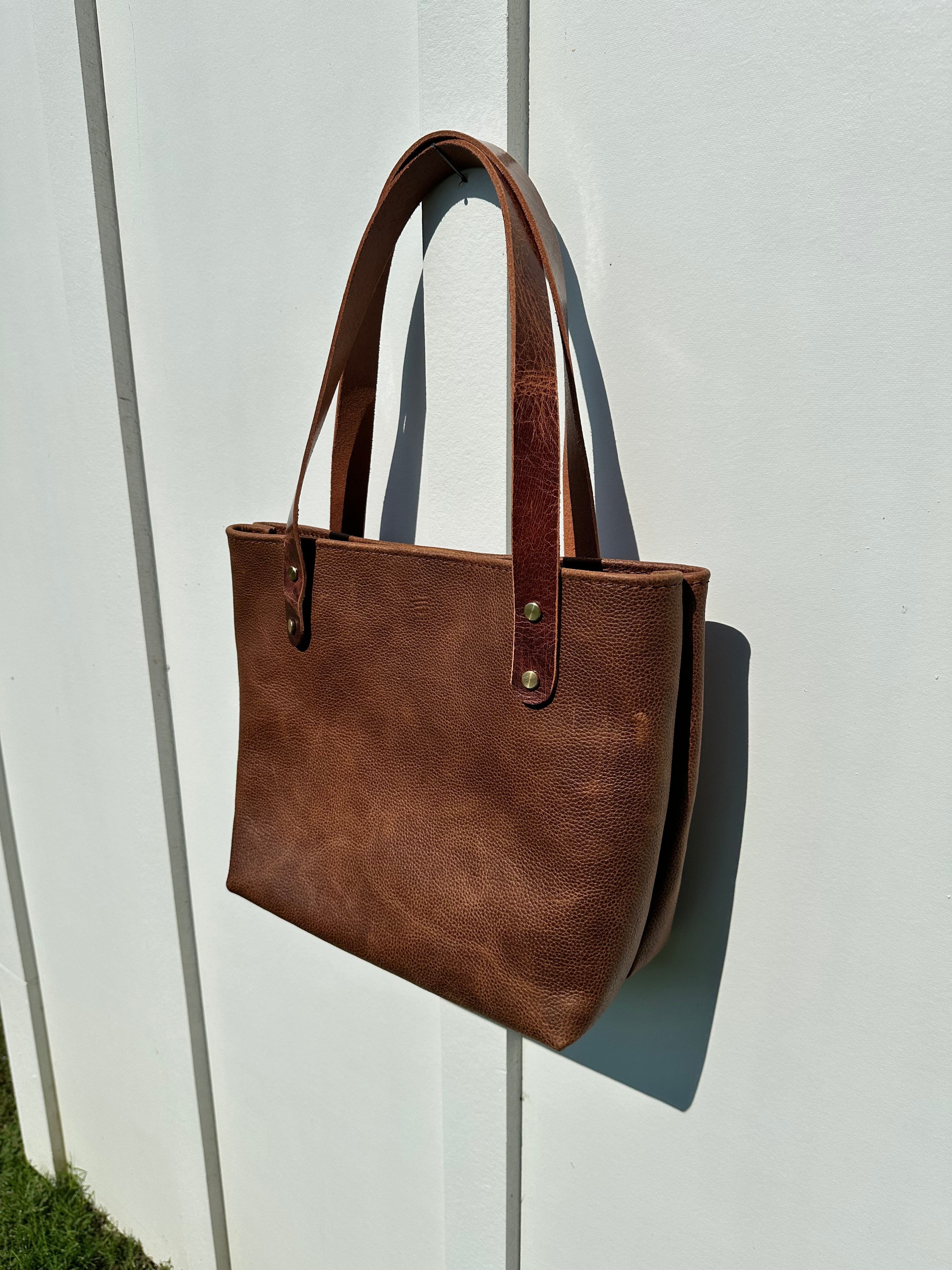 Leather Tote Bag - Pebbled Bison